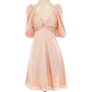 Express Blush pink Midi Dress with Puff Sleeves